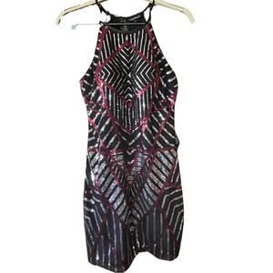 Sequin Hearts sequin Y2K party chairman cocktail vintage minidress. Size 9.